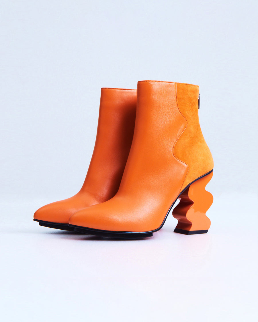 iRi INES Orange Pointed Toe Leather Boot