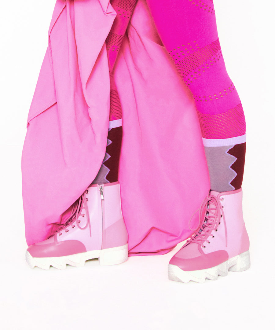 iRi AROM Pink Lace-Up Boot