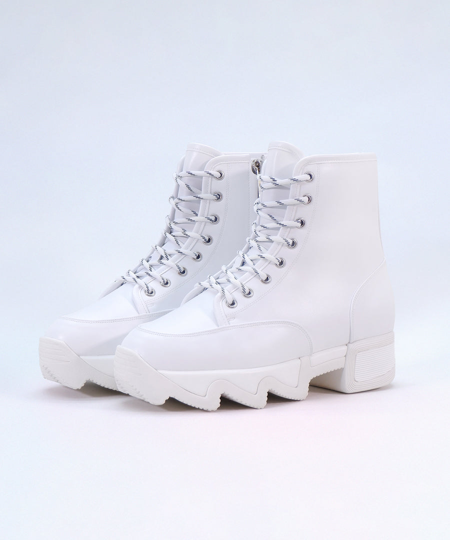 AROM White Lace Up Boot